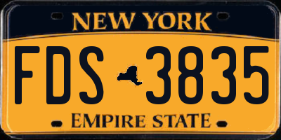 NY license plate FDS3835