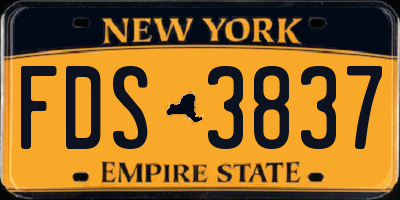 NY license plate FDS3837