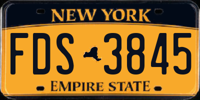 NY license plate FDS3845