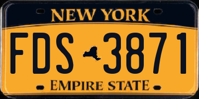 NY license plate FDS3871