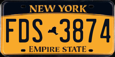 NY license plate FDS3874