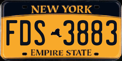 NY license plate FDS3883