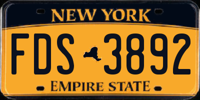 NY license plate FDS3892