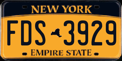 NY license plate FDS3929