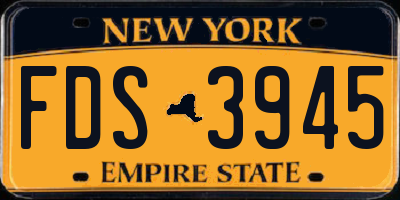 NY license plate FDS3945