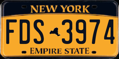 NY license plate FDS3974