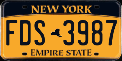 NY license plate FDS3987