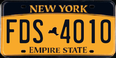 NY license plate FDS4010