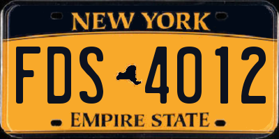 NY license plate FDS4012