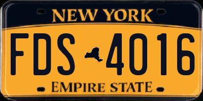 NY license plate FDS4016