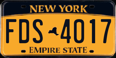 NY license plate FDS4017