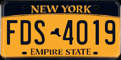 NY license plate FDS4019