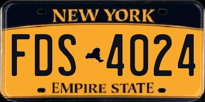 NY license plate FDS4024