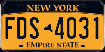 NY license plate FDS4031