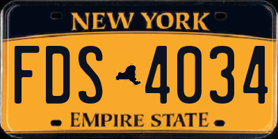 NY license plate FDS4034