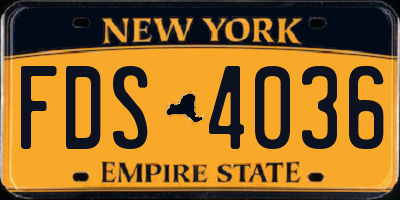 NY license plate FDS4036