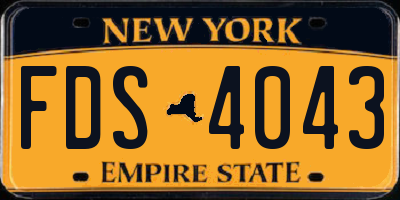 NY license plate FDS4043
