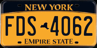 NY license plate FDS4062