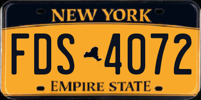 NY license plate FDS4072