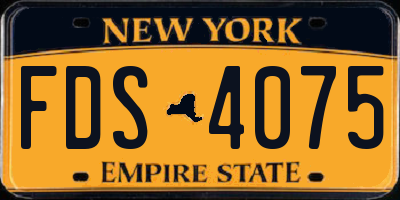 NY license plate FDS4075