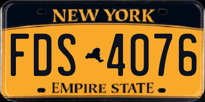NY license plate FDS4076