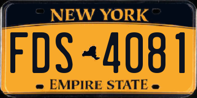 NY license plate FDS4081