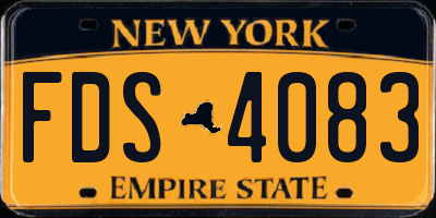 NY license plate FDS4083