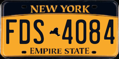 NY license plate FDS4084