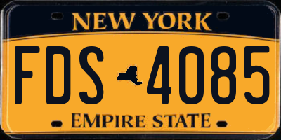 NY license plate FDS4085