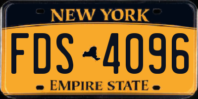 NY license plate FDS4096