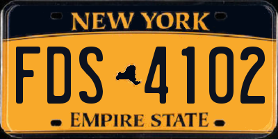 NY license plate FDS4102