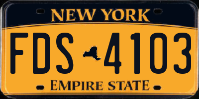 NY license plate FDS4103