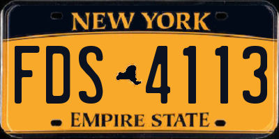 NY license plate FDS4113