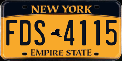 NY license plate FDS4115