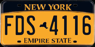 NY license plate FDS4116