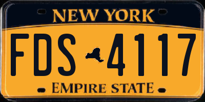 NY license plate FDS4117