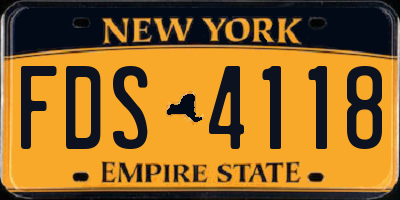 NY license plate FDS4118
