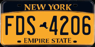 NY license plate FDS4206