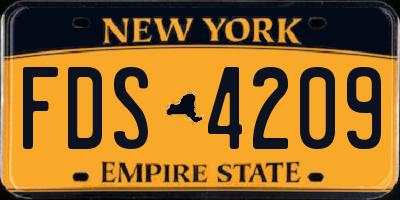 NY license plate FDS4209