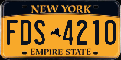 NY license plate FDS4210