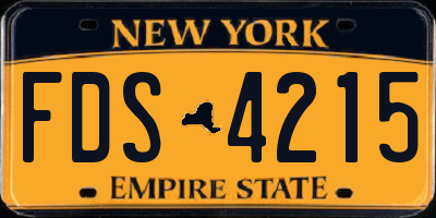NY license plate FDS4215