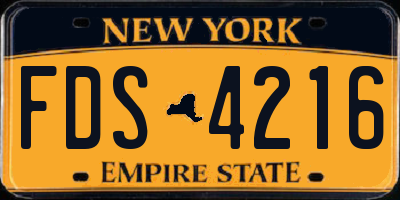 NY license plate FDS4216
