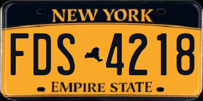 NY license plate FDS4218
