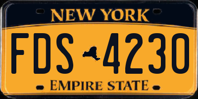 NY license plate FDS4230