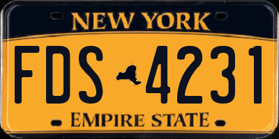 NY license plate FDS4231
