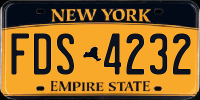 NY license plate FDS4232