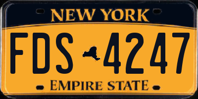 NY license plate FDS4247