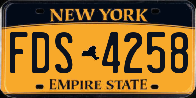 NY license plate FDS4258