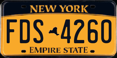 NY license plate FDS4260