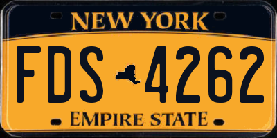 NY license plate FDS4262